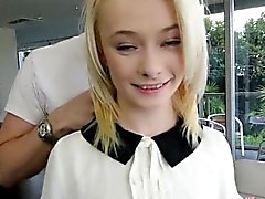 Small tits blonde teen Maddy Rose in stockings banged good