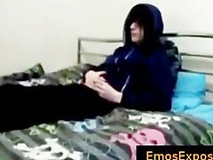 Teenage gay emo wanking his dick on bed part6