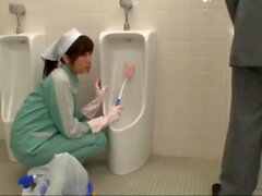 Asian cleaning lady fucked in the bathroom