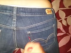 Cum on her hot Levis ass