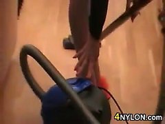 Horny Grandma Weaing Pantyhose Cleans