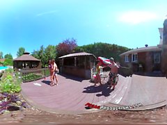 3-Way Porn - VR Group Orgy by the Pool in Public 360