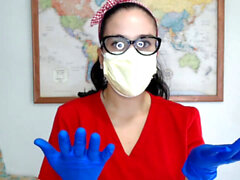 Medical fetish, surgical gloves mask