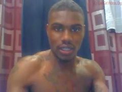 Sexy black college guy jerking