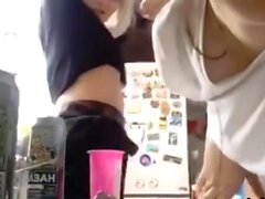 hot russian sluts teasing in the kitchen on periscope