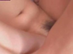 Pretty asian gets hairy cunt laid