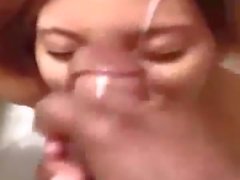 Pale ebony girlfriend given a nice creamy facial