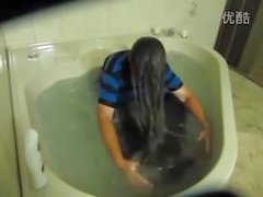 xampu cabelos de lavagem morena fetiche 