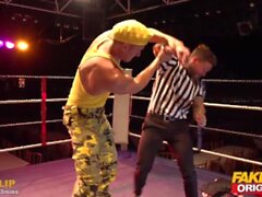 FAKEhub Originals Teen Machine Vs Bulldozer in wild and crazy wrestling