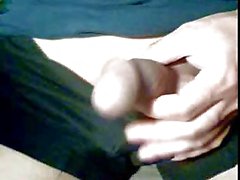 small penis from soft to hard precum and cum on cam