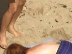 Voyeur outdoor bj on the beach