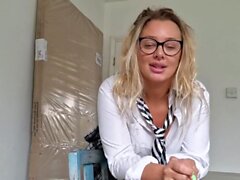 Amateur blond girl with big boobs getting fucked