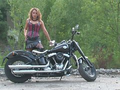 Naughty brunette loves her boyfriend's new ride