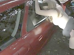 Dogging slutwife gangbanged in parking lot