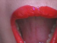 Red lips yawning