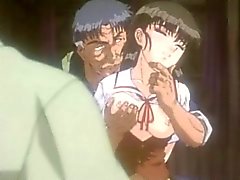 Roped anime gets squeezed her tits